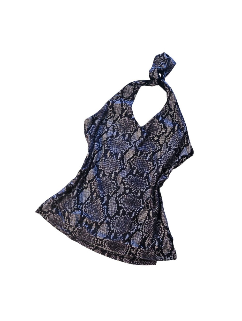 Snake Print Halter Tank Top in Black and Gray